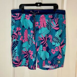ZeroXposur Blue and Pink Floral Swim Trunks NWT Size XL